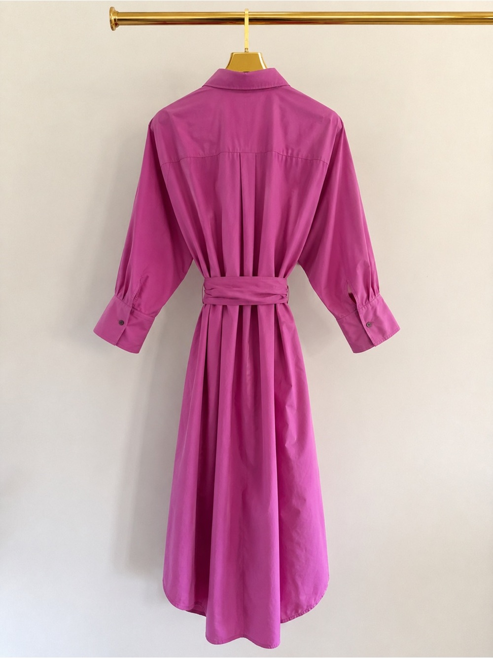 Max Mara Pink 100% Cotton Belted Shirt Dress, EU 46 / US 16 - Picture 3 of 9